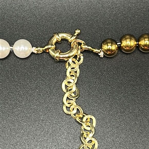 BOGO Free Jewelry..Eye Candy LA Gold Bead Faux Pearl Evil Eye Pendant Necklace - Picture 4 of 10